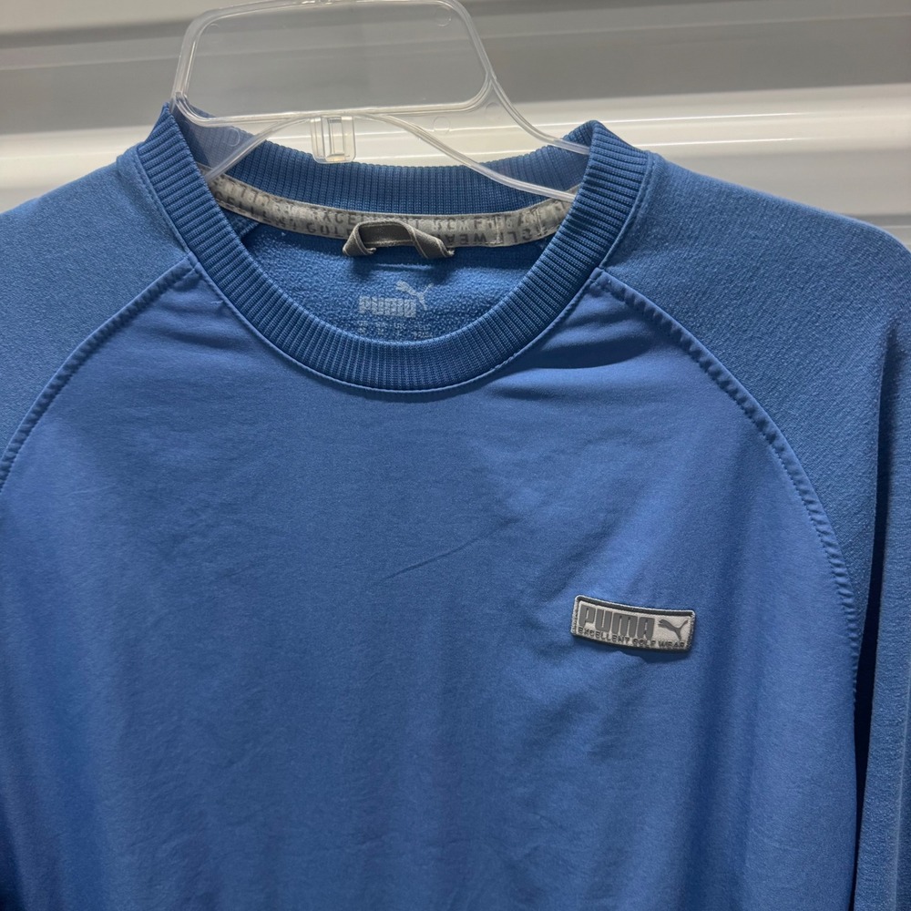 Puma Excellent Golf Wear Blue Crewneck Sweatshirt Mens Medium Raglan Pullover